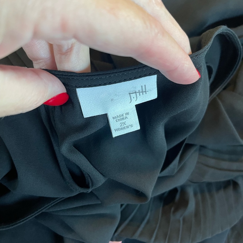 J. Jill Black Sheer Pleated Blouse 2x - Picture 6 of 7